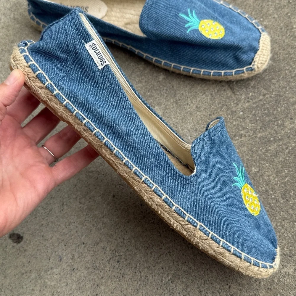 SOLUDOS Embroidered Pineapple Slip-on Espadrilles NWOB Size 9